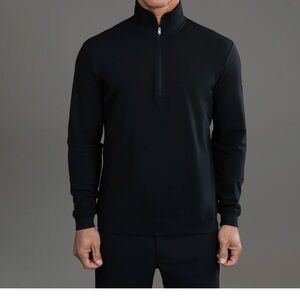 SENE Men’s Cumulus Quarter Zip Black Pullover Pima Cotton Golf Sweater Sz XL NWT